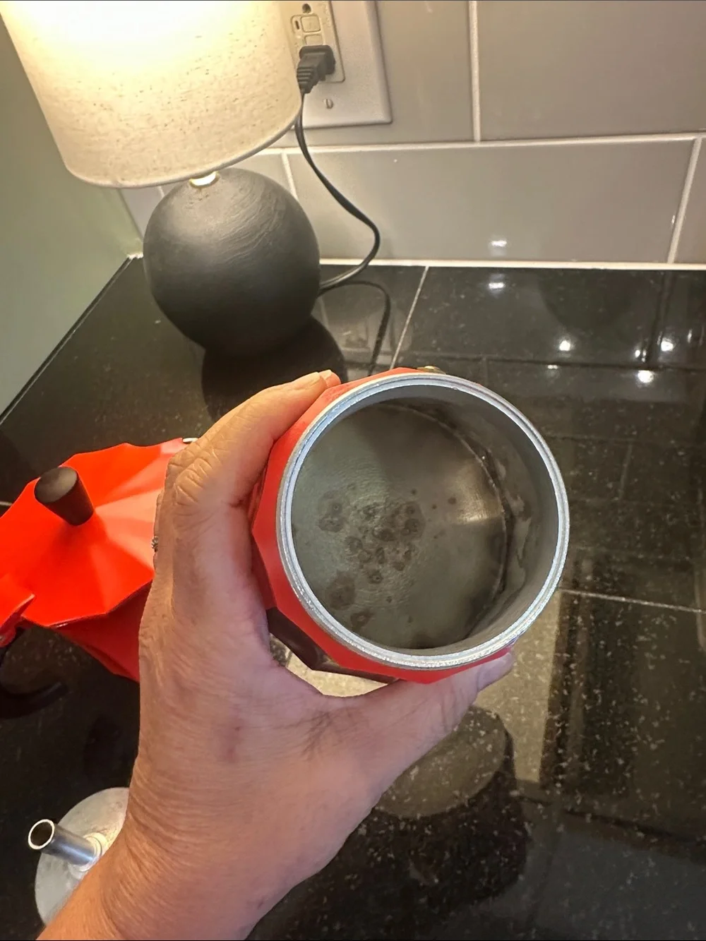 Red Stovetop Espresso Maker Moka Pot with Black Handle